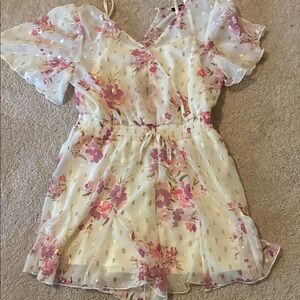 Zunie Pink and Gold Floral Romper
